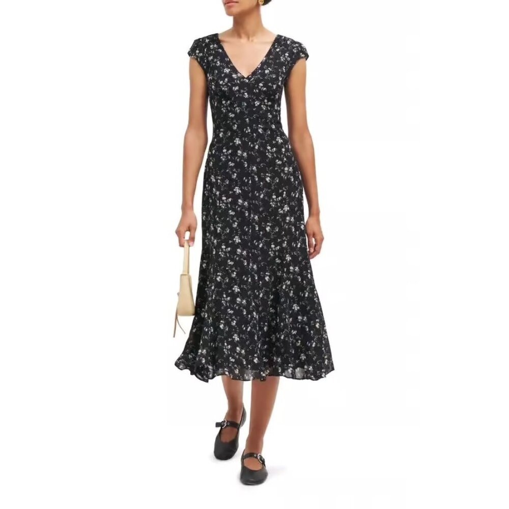 NEW REFORMATION  Baden black Floral Print Maxi SIZE 6